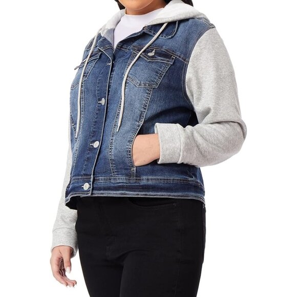 Wallflower Dreamer Tessa Denim Hoodie Trucker Jacket Blue Grey Size XS - Picture 3 of 10